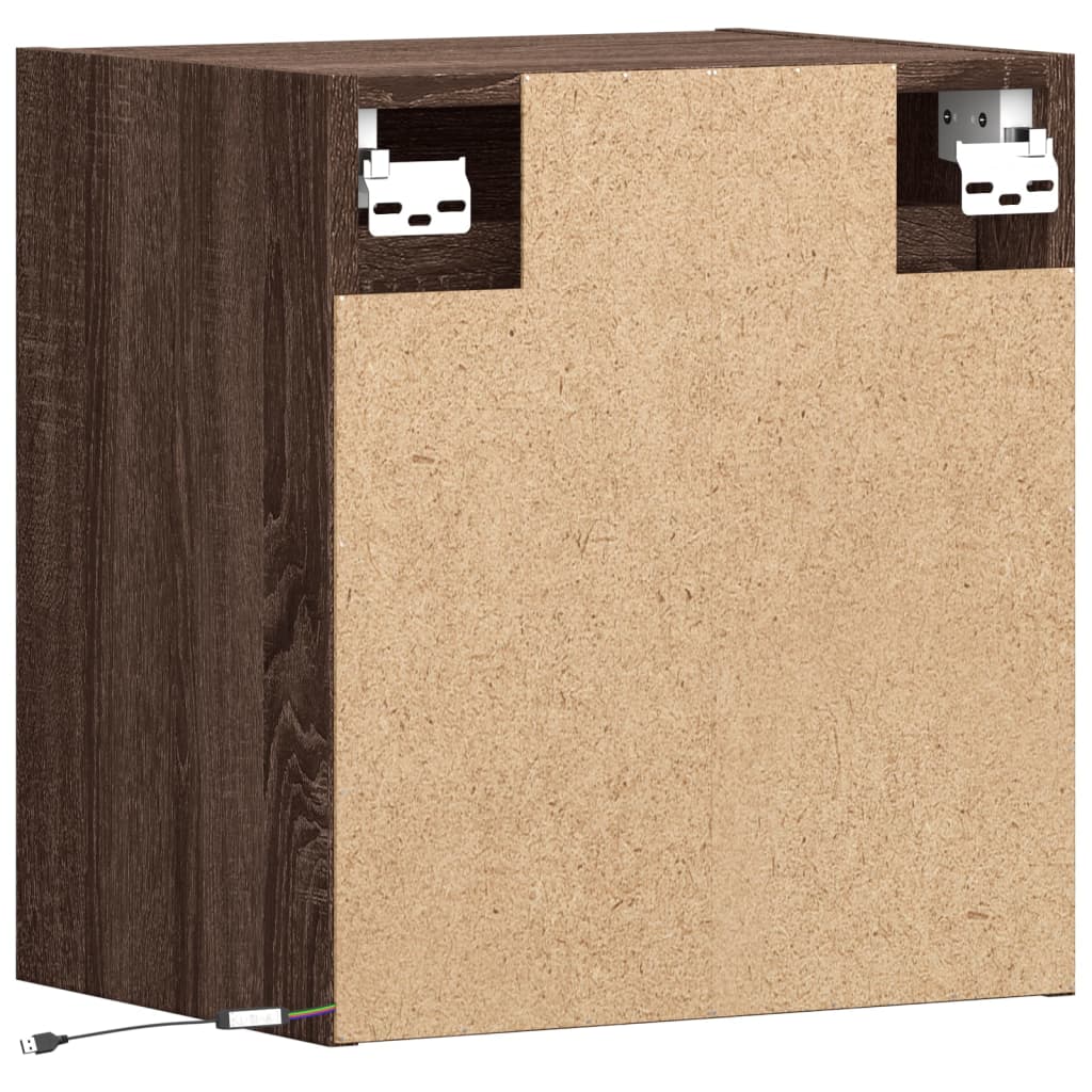 Meubles TV muraux lumières LED 2 pcs chêne marron 41x31x45 cm Meubles TV vidaXL   