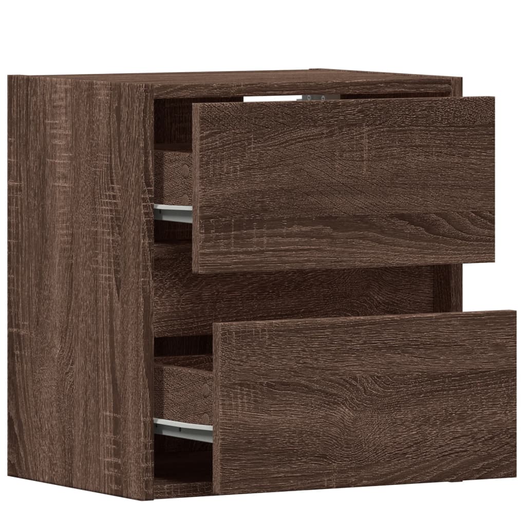 Meubles TV muraux lumières LED 2 pcs chêne marron 41x31x45 cm Meubles TV vidaXL   