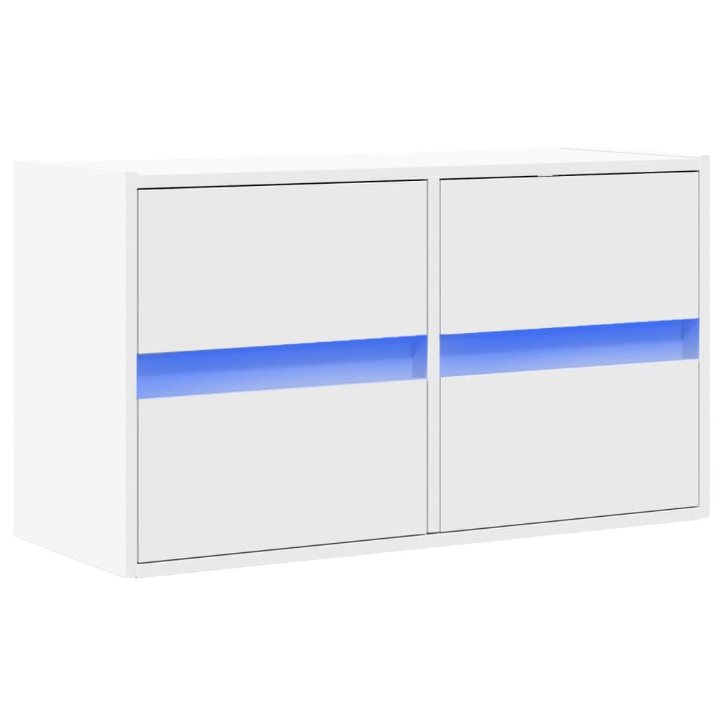 Meuble TV mural avec lumières LED blanc 80x31x45 cm - XIOS