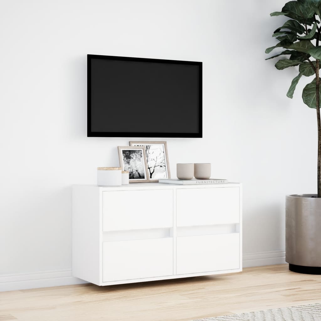 Meuble TV mural avec lumières LED blanc 80x31x45 cm - XIOS