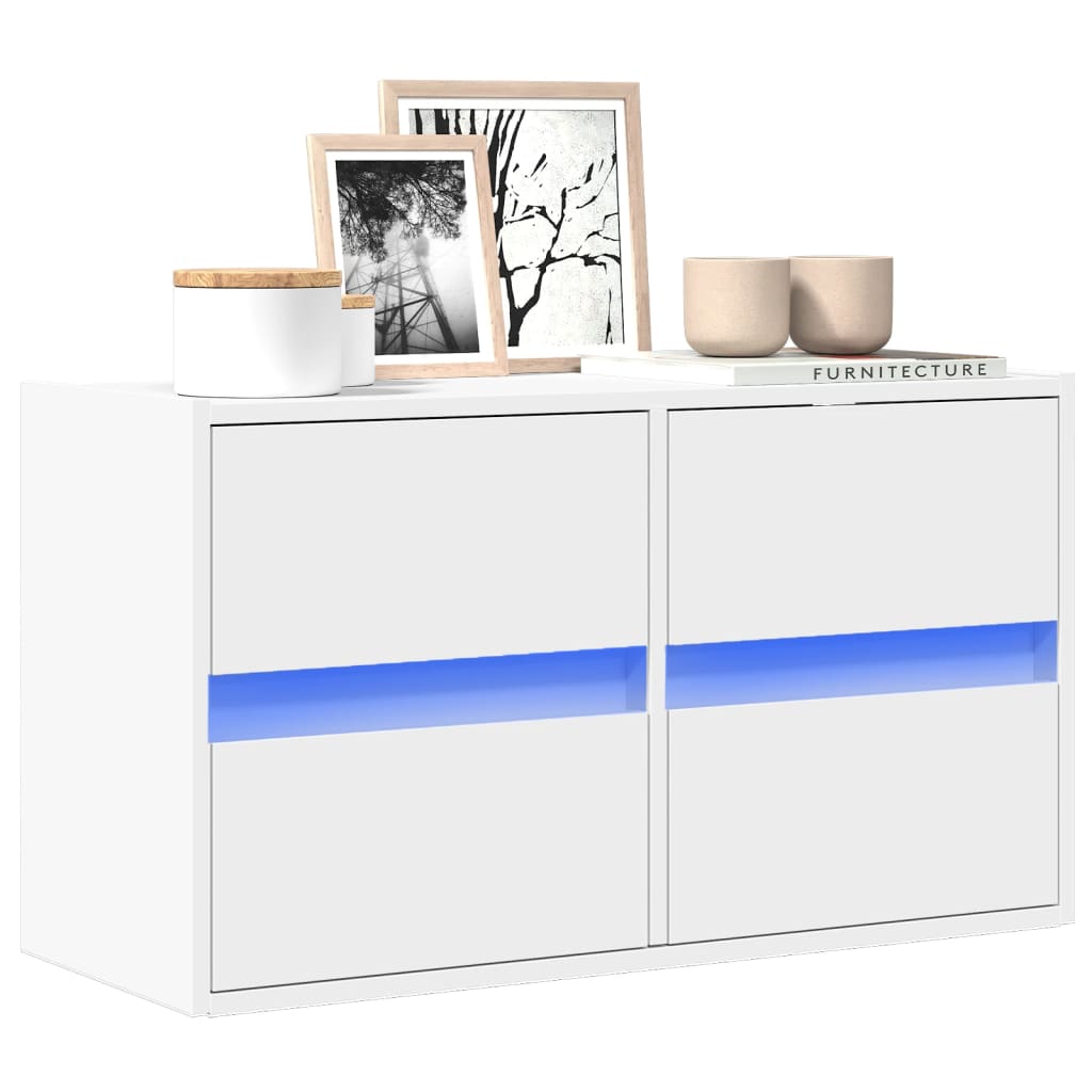 Meuble TV mural avec lumières LED blanc 80x31x45 cm - XIOS