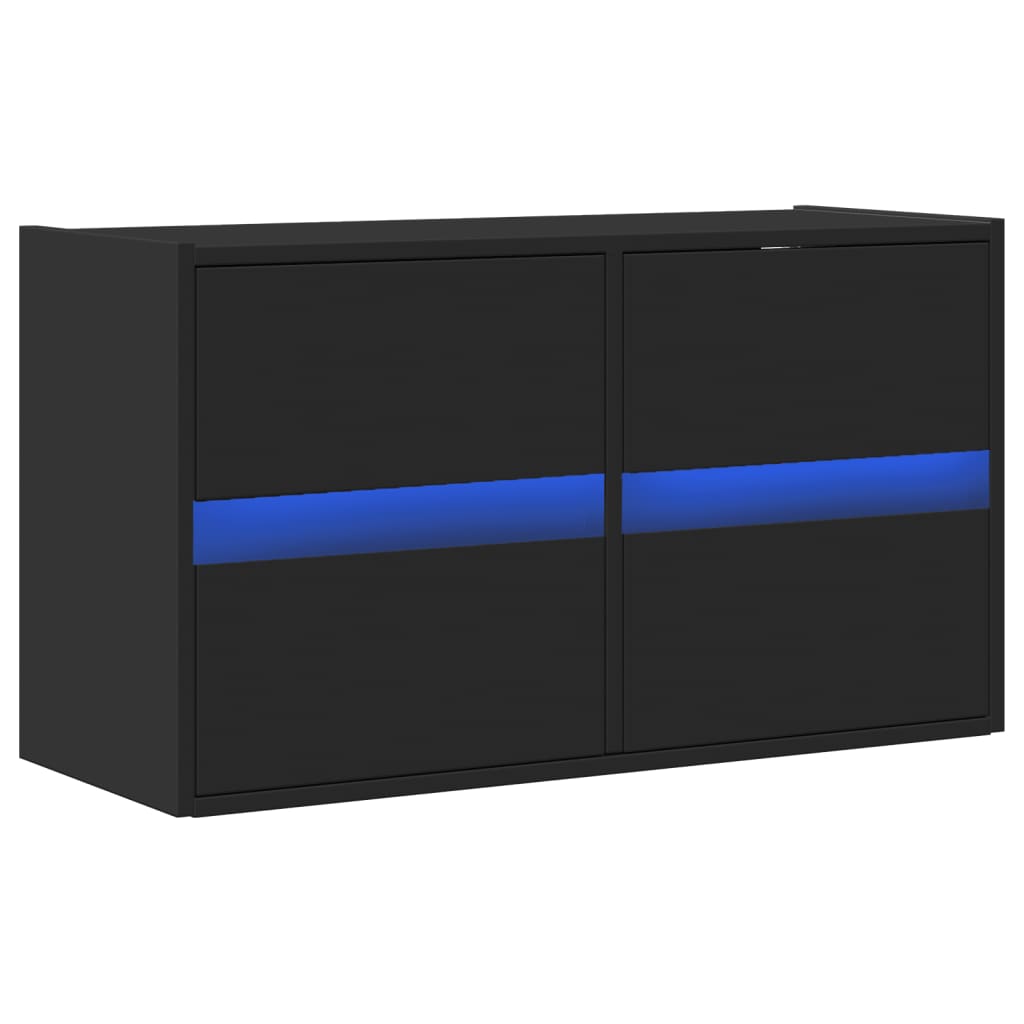 Meuble TV mural avec lumières LED noir 80x31x45 cm - XIOS