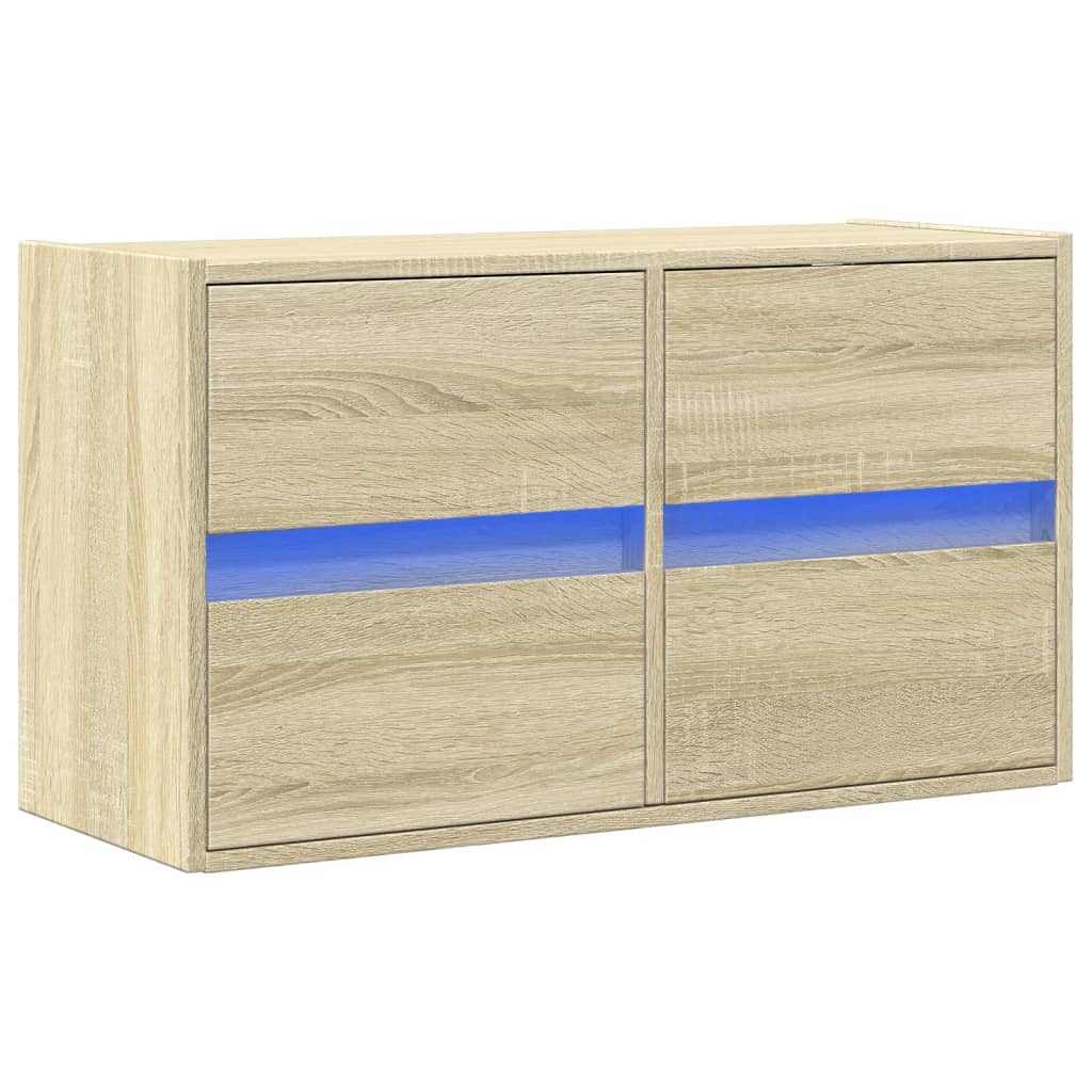 Meuble TV mural avec lumières LED chêne sonoma 80x31x45 cm - XIOS