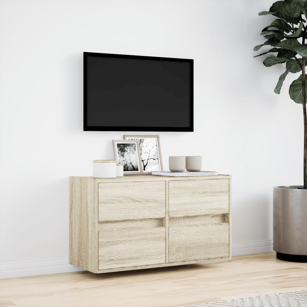 Meuble TV mural avec lumières LED chêne sonoma 80x31x45 cm - XIOS