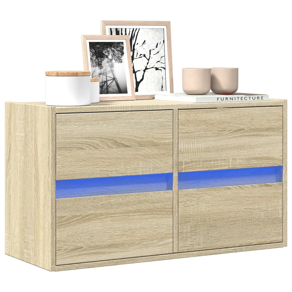 Meuble TV mural avec lumières LED chêne sonoma 80x31x45 cm - XIOS