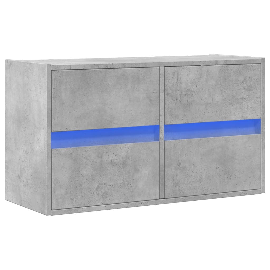 Meuble TV mural avec lumières LED gris béton 80x31x45 cm - XIOS