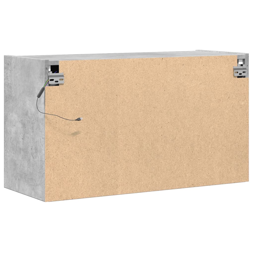 Meuble TV mural avec lumières LED gris béton 80x31x45 cm - XIOS
