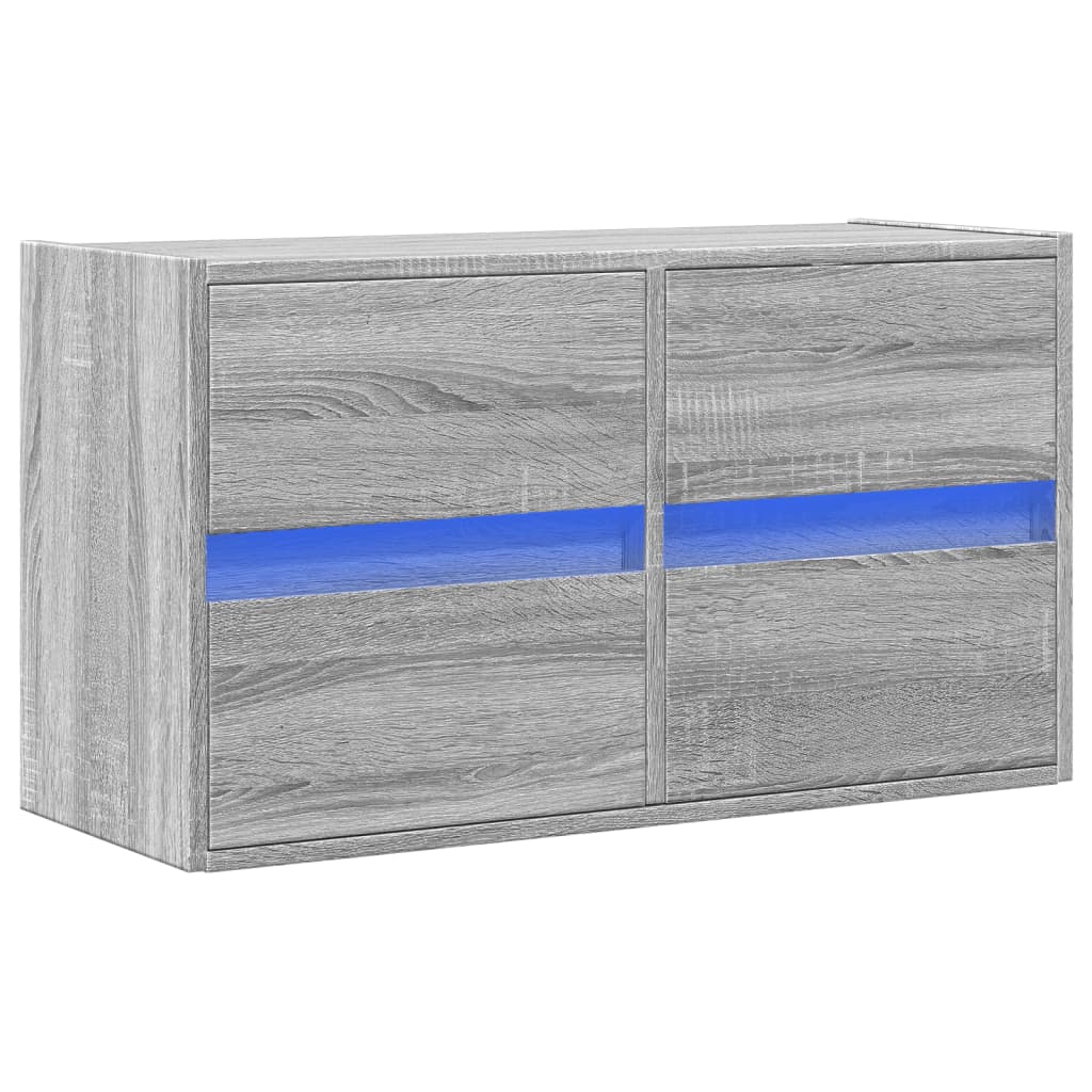 Meuble TV mural avec lumières LED sonoma gris 80x31x45 cm - XIOS