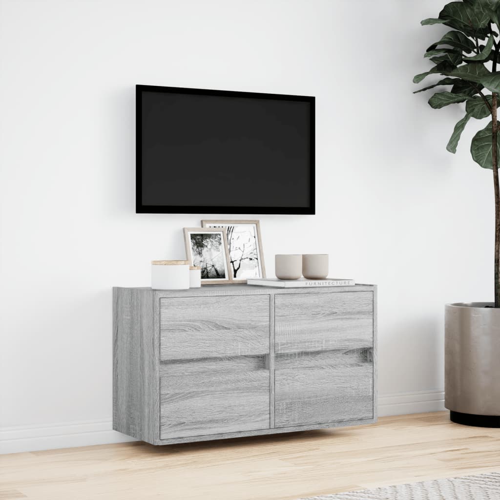 Meuble TV mural avec lumières LED sonoma gris 80x31x45 cm - XIOS