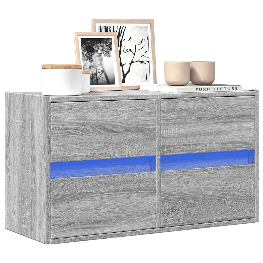 Meuble TV mural avec lumières LED sonoma gris 80x31x45 cm - XIOS