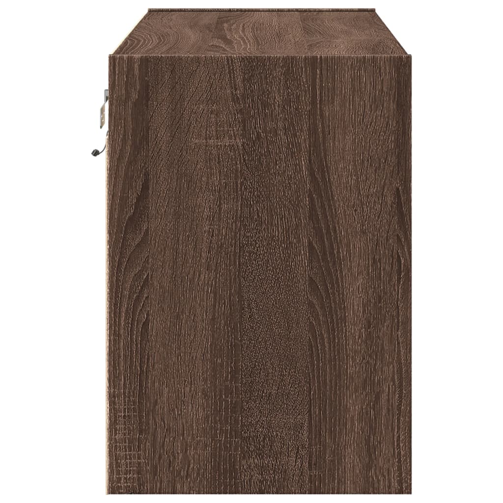 Meuble TV mural avec lumières LED chêne marron 80x31x45 cm - XIOS