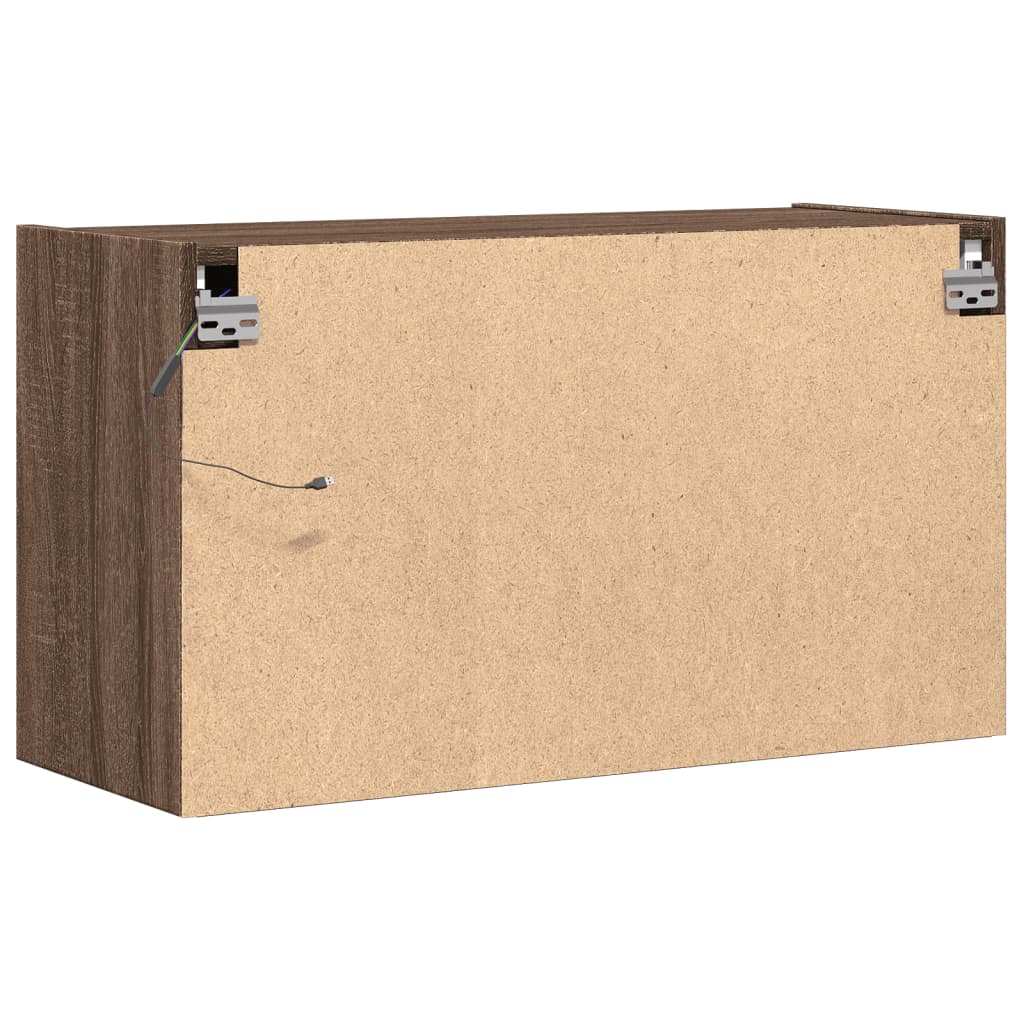 Meuble TV mural avec lumières LED chêne marron 80x31x45 cm - XIOS