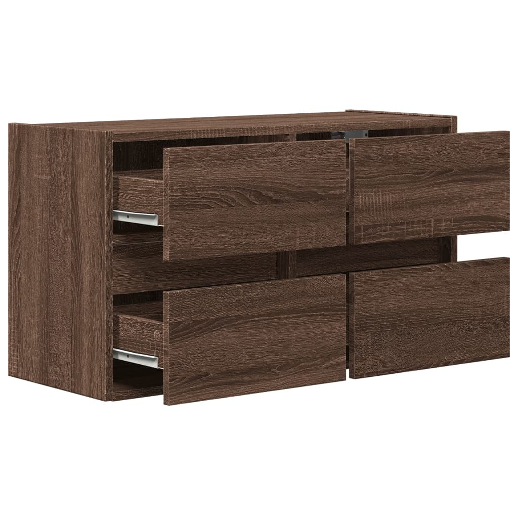 Meuble TV mural avec lumières LED chêne marron 80x31x45 cm - XIOS