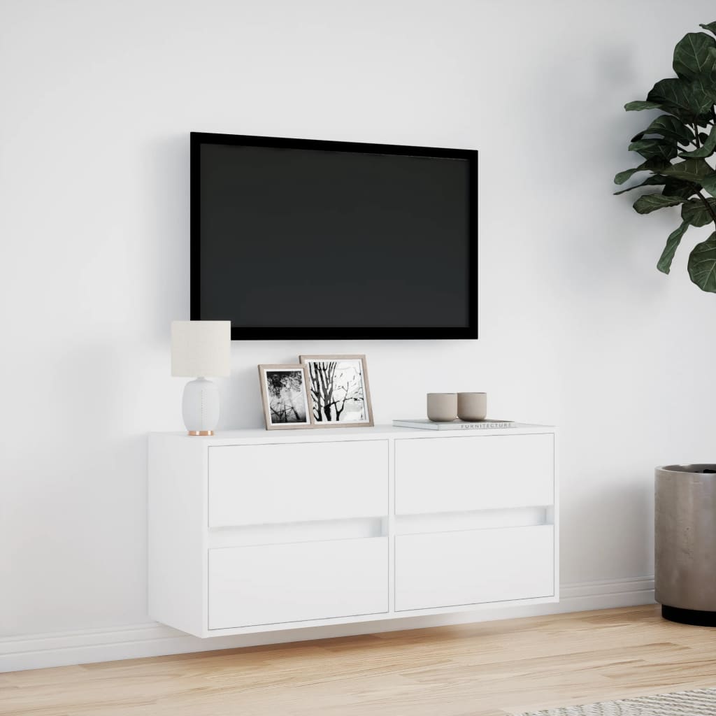 Meuble TV mural avec lumières LED blanc 100x31x45 cm - XIOS