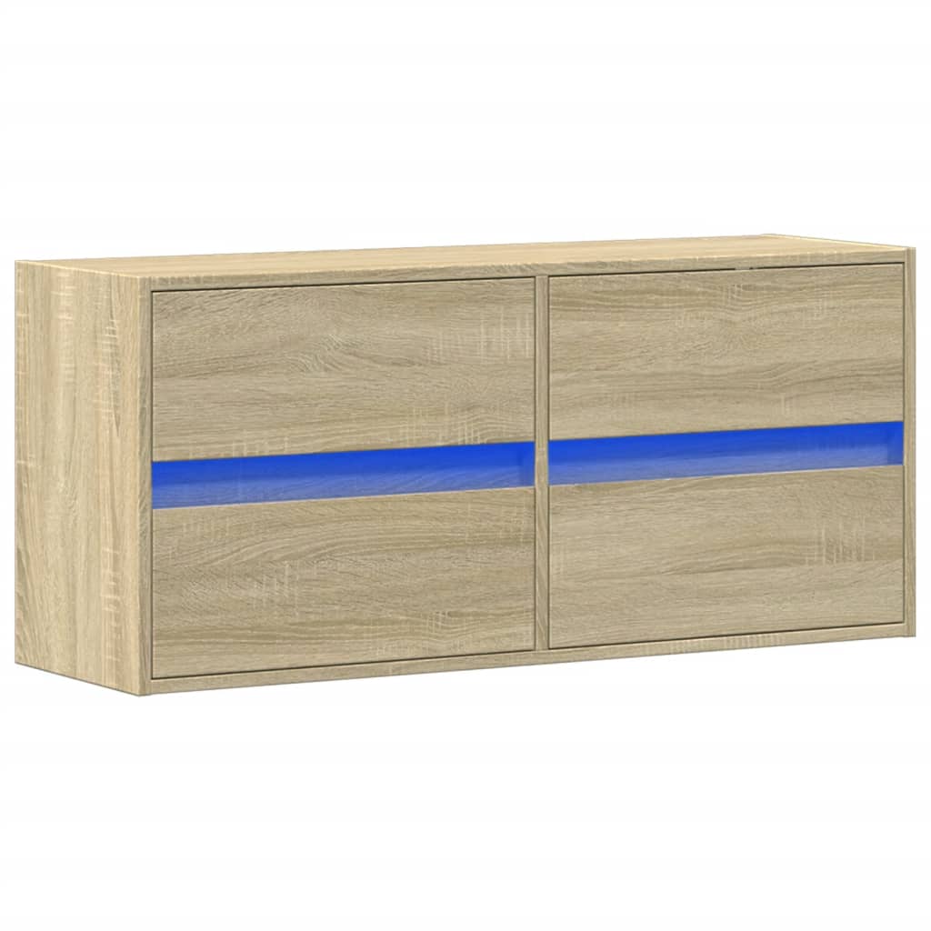 Meuble TV mural avec lumières LED chêne sonoma 100x31x45 cm - XIOS