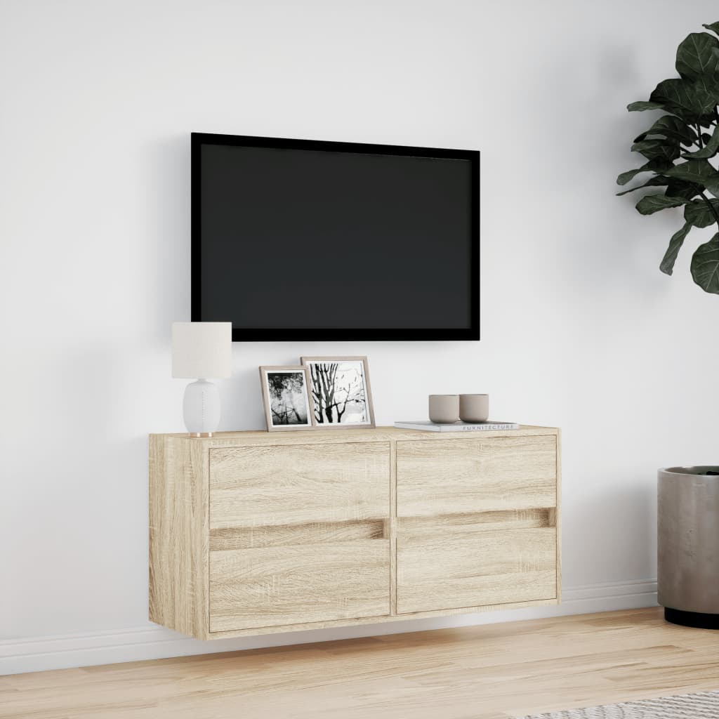 Meuble TV mural avec lumières LED chêne sonoma 100x31x45 cm - XIOS