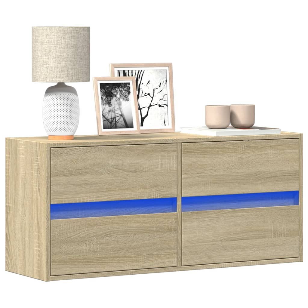 Meuble TV mural avec lumières LED chêne sonoma 100x31x45 cm - XIOS