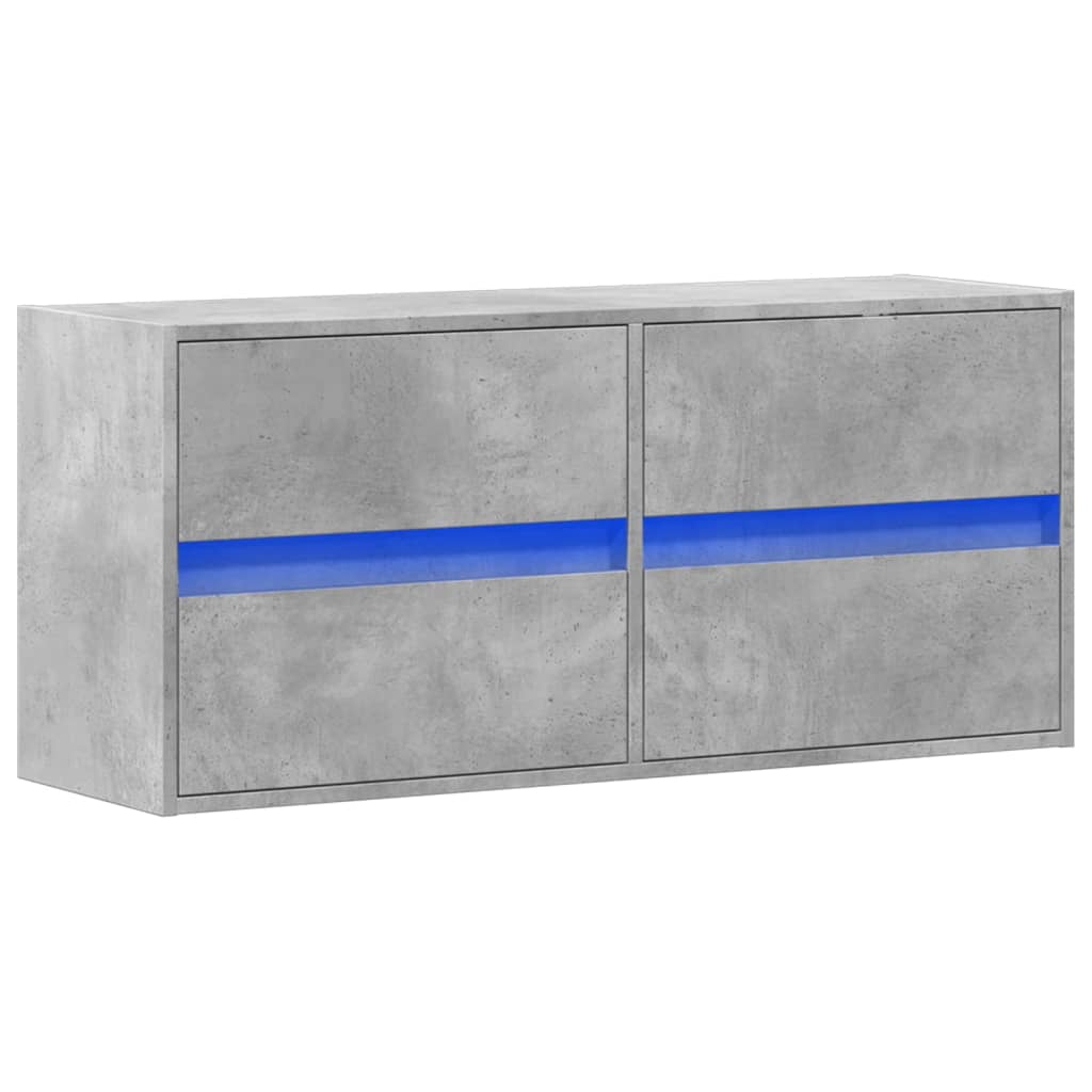 Meuble TV mural avec lumières LED gris béton 100x31x45 cm - XIOS