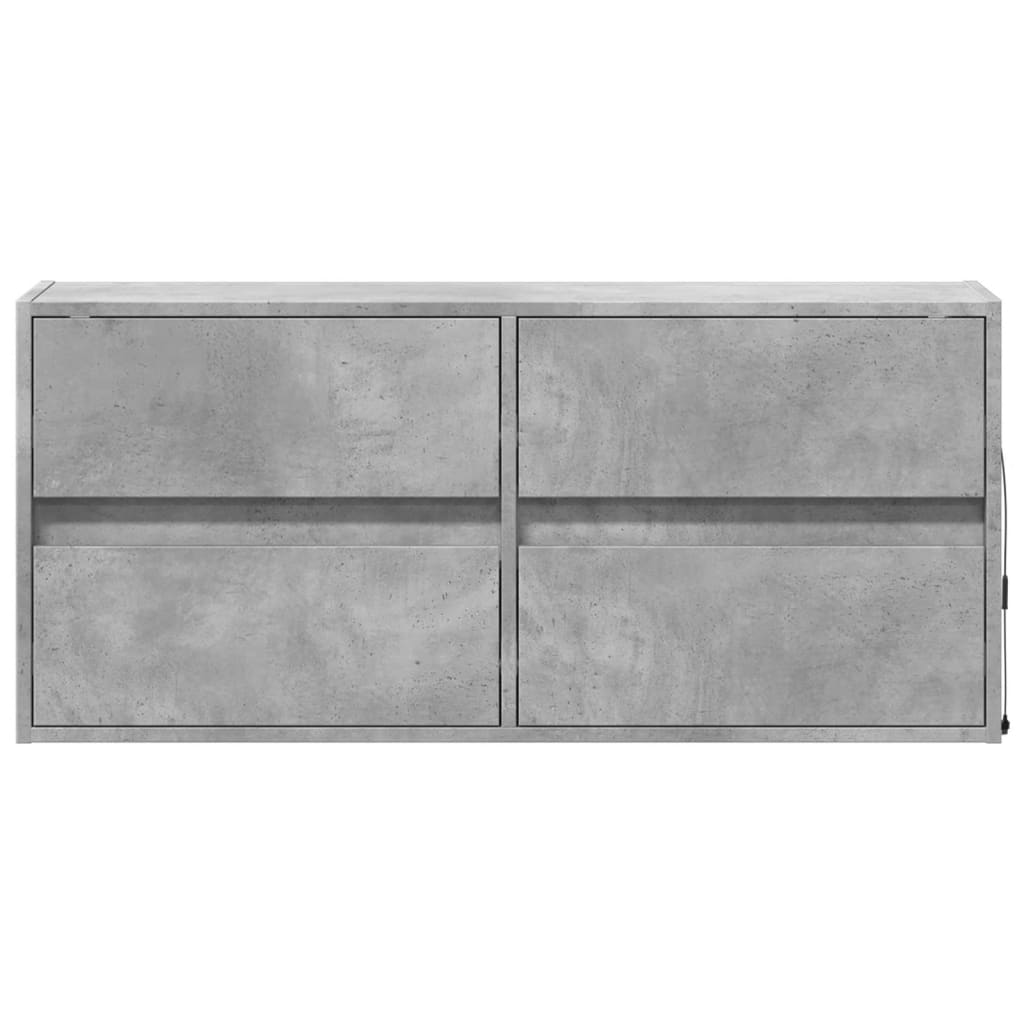 Meuble TV mural avec lumières LED gris béton 100x31x45 cm - XIOS