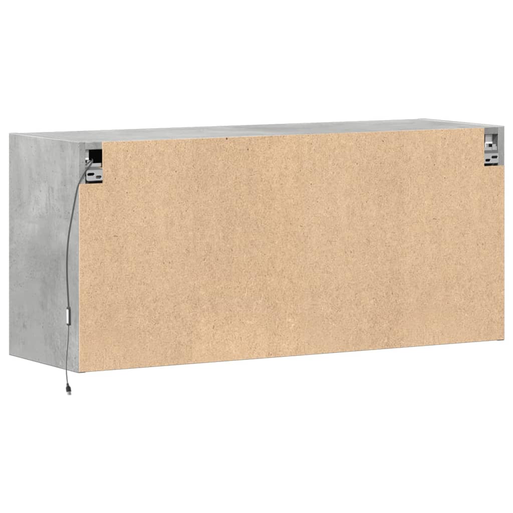 Meuble TV mural avec lumières LED gris béton 100x31x45 cm - XIOS