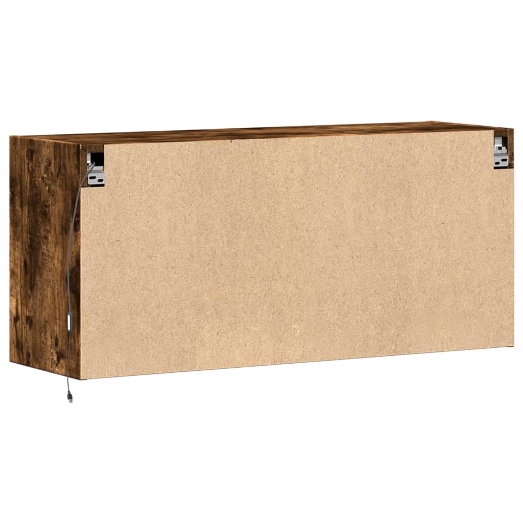 Meuble TV mural avec lumières LED chêne fumé 100x31x45 cm - XIOS