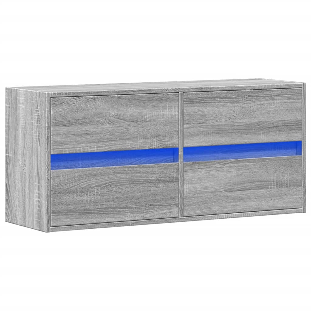 Meuble TV mural avec lumières LED sonoma gris 100x31x45 cm - XIOS