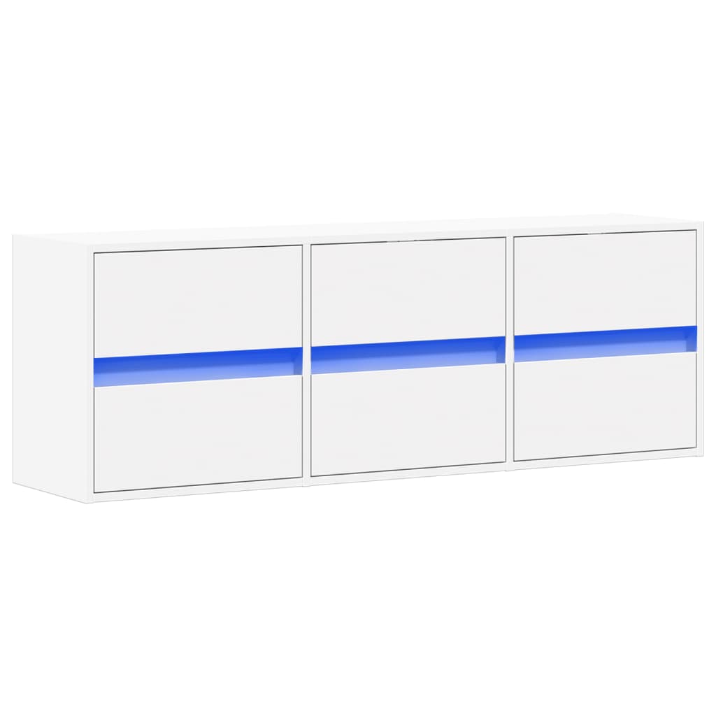 Meuble TV mural avec lumières LED blanc 130x31x45 cm - XIOS