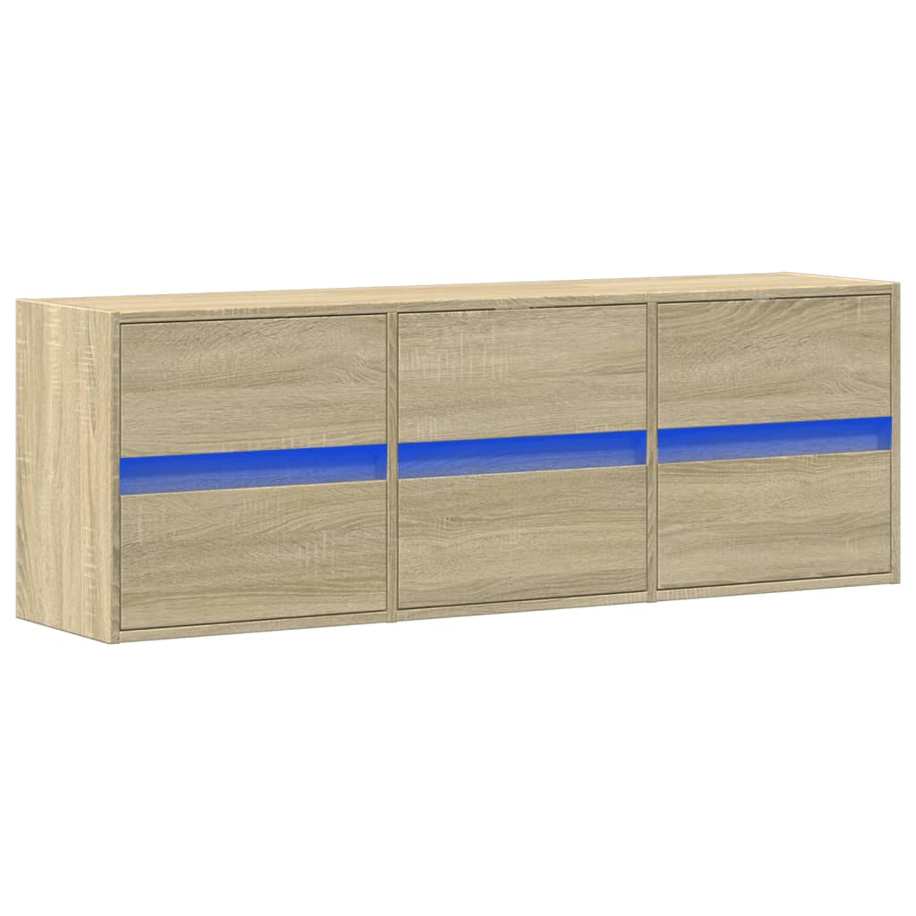 Meuble TV mural avec lumières LED chêne sonoma 130x31x45 cm - XIOS