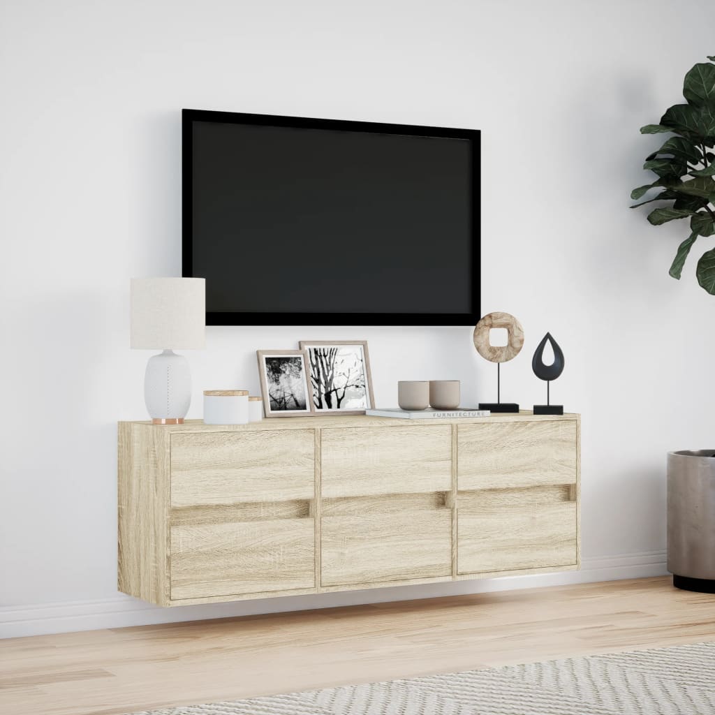 Meuble TV mural avec lumières LED chêne sonoma 130x31x45 cm - XIOS