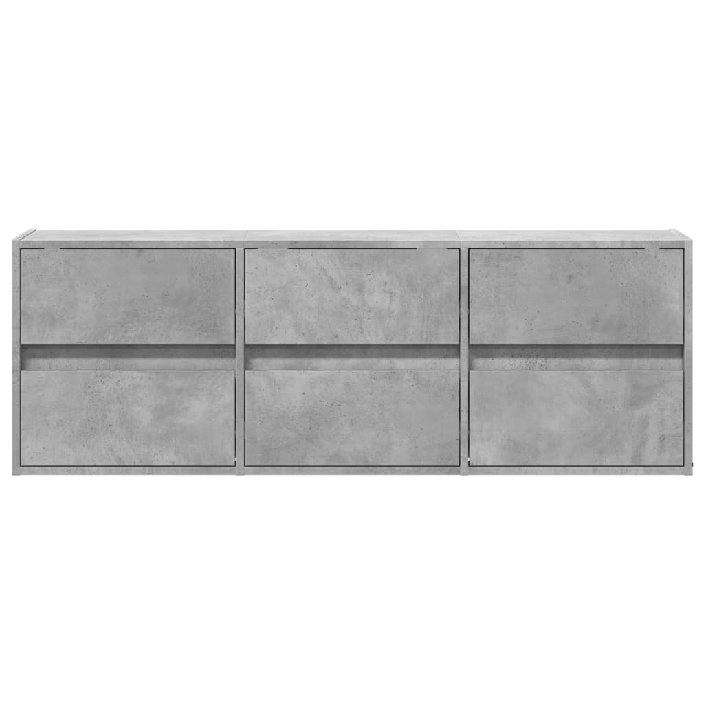 Meuble TV mural avec lumières LED gris béton 130x31x45 cm - XIOS