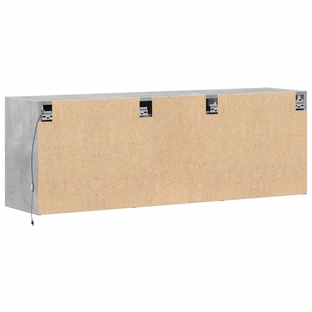 Meuble TV mural avec lumières LED gris béton 130x31x45 cm - XIOS
