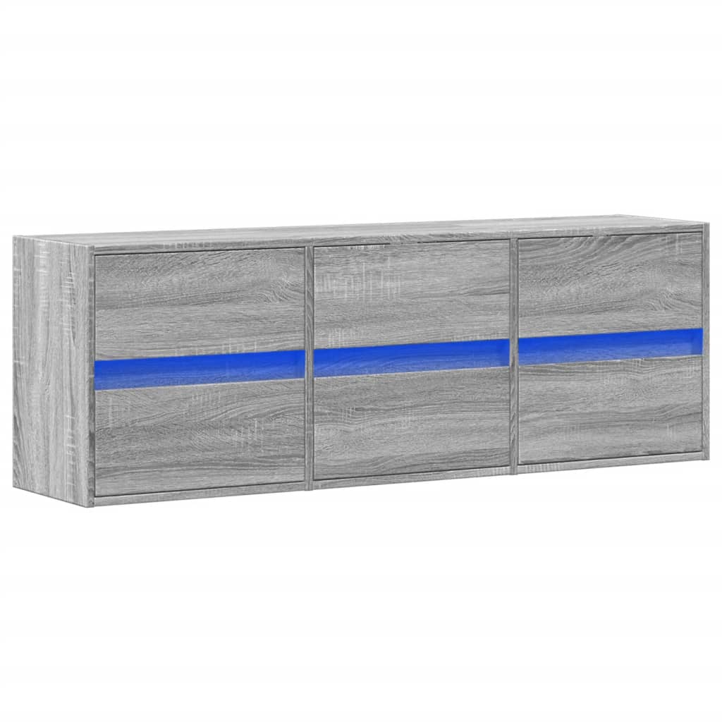 Meuble TV mural avec lumières LED sonoma gris 130x31x45 cm - XIOS