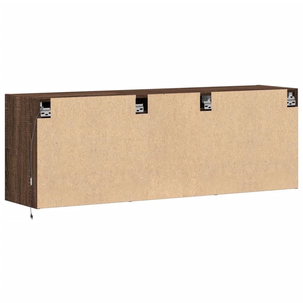 Meuble TV mural avec lumières LED chêne marron 130x31x45 cm - XIOS