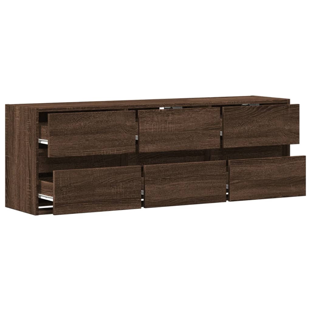 Meuble TV mural avec lumières LED chêne marron 130x31x45 cm - XIOS