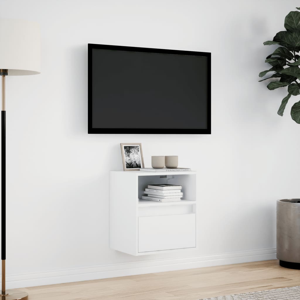Meuble TV mural avec lumières LED blanc 41x31x45 cm Meubles TV vidaXL   