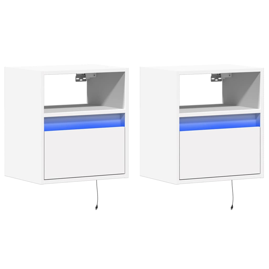 Meubles TV muraux avec lumières LED 2 pcs blanc 41x31x45 cm - XIOS