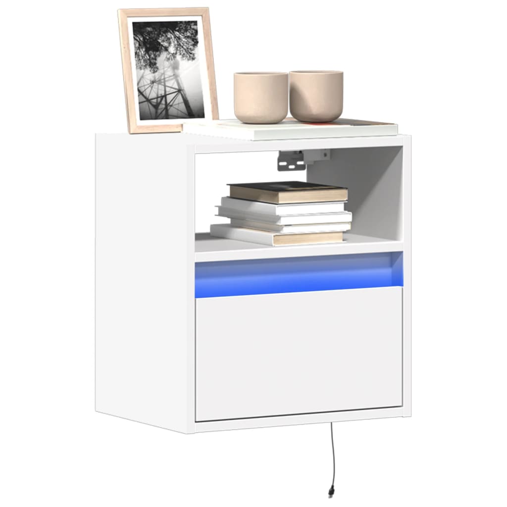 Meubles TV muraux avec lumières LED 2 pcs blanc 41x31x45 cm - XIOS