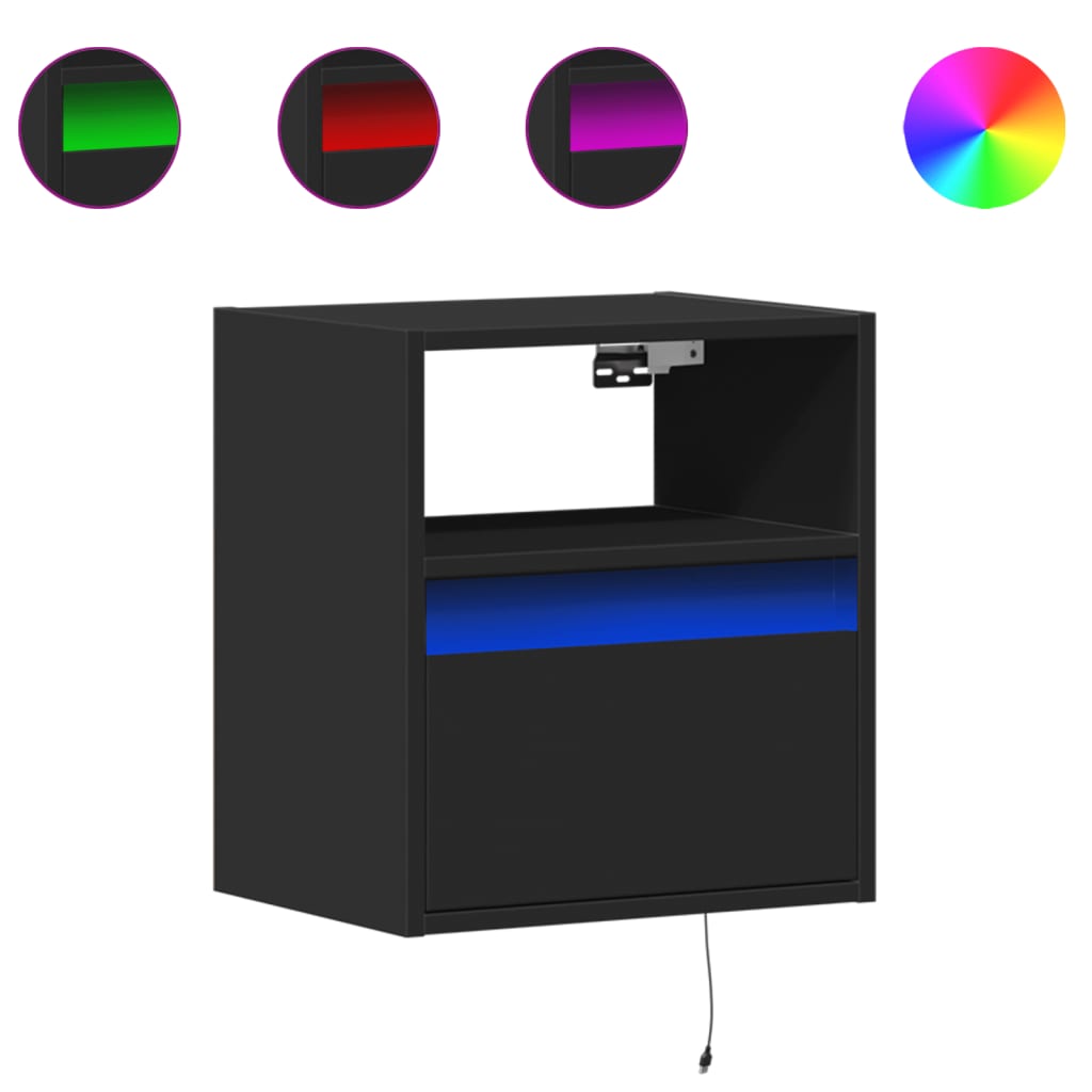 Meuble TV mural avec lumières LED noir 41x31x45 cm Meubles TV vidaXL   