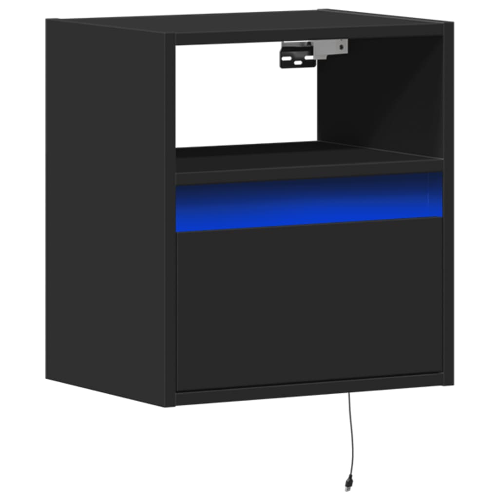Meuble TV mural avec lumières LED noir 41x31x45 cm Meubles TV vidaXL   