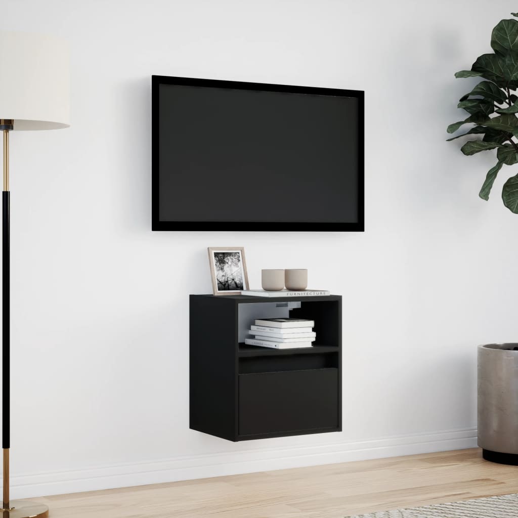 Meuble TV mural avec lumières LED noir 41x31x45 cm Meubles TV vidaXL   