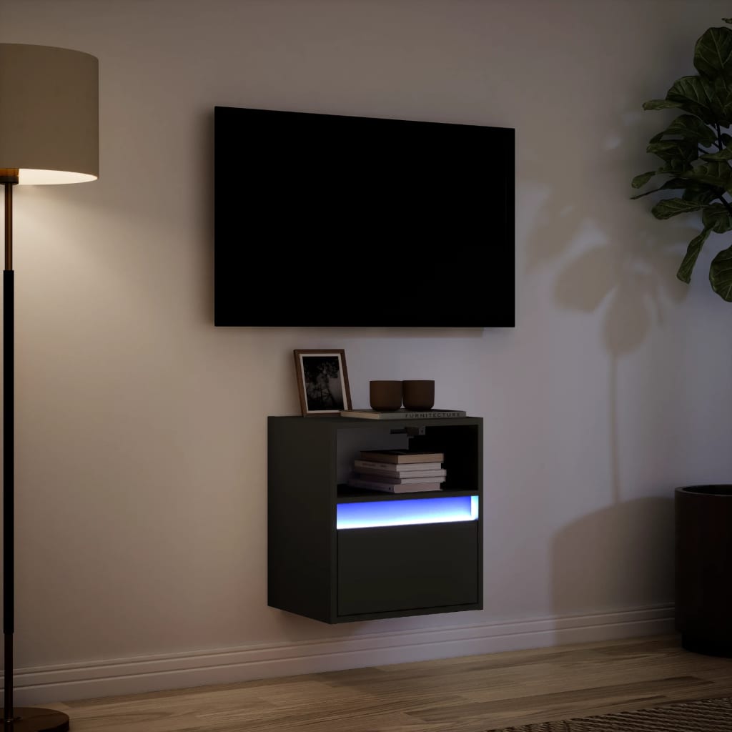 Meuble TV mural avec lumières LED noir 41x31x45 cm Meubles TV vidaXL   
