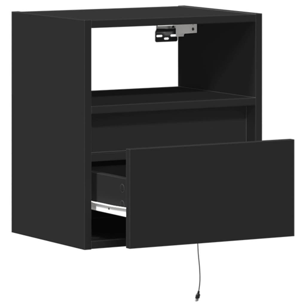 Meuble TV mural avec lumières LED noir 41x31x45 cm Meubles TV vidaXL   