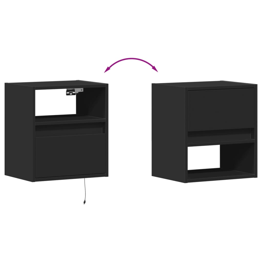 Meuble TV mural avec lumières LED noir 41x31x45 cm Meubles TV vidaXL   