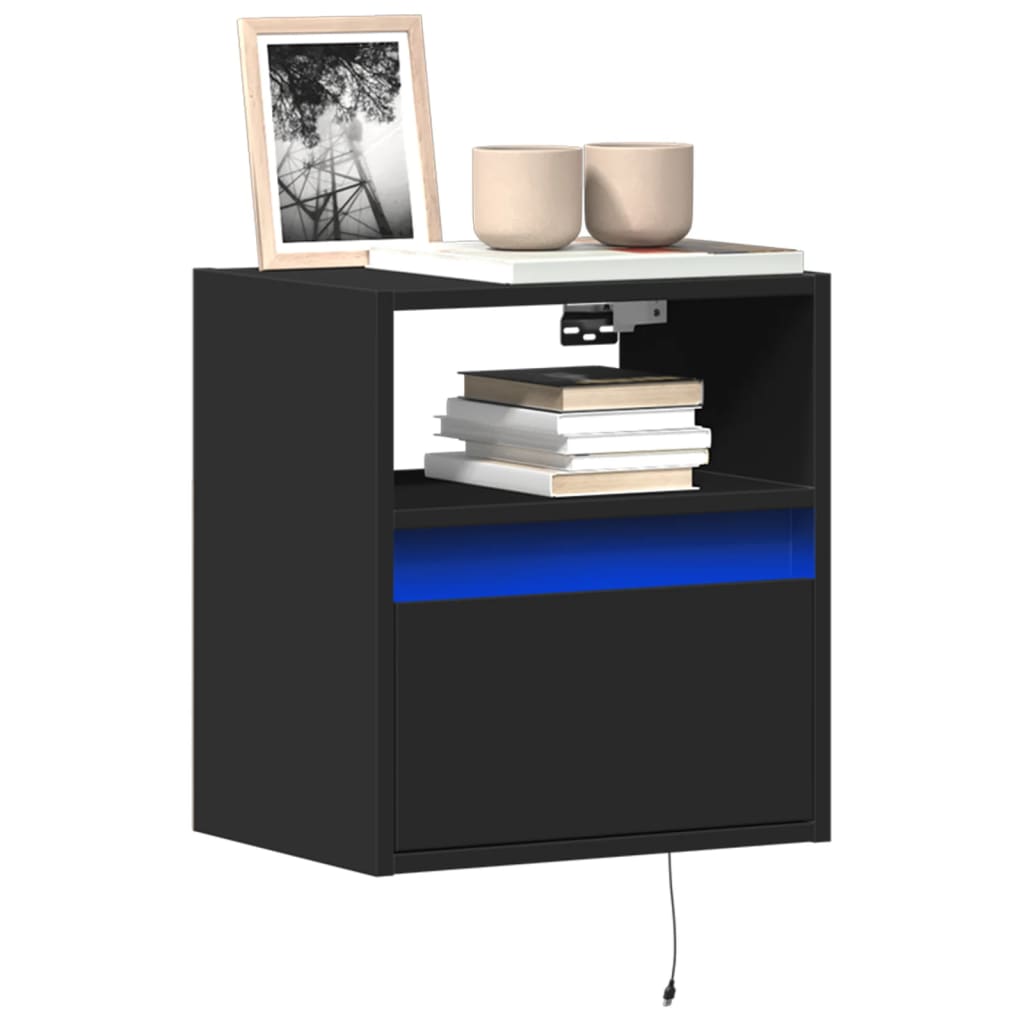 Meuble TV mural avec lumières LED noir 41x31x45 cm Meubles TV vidaXL   