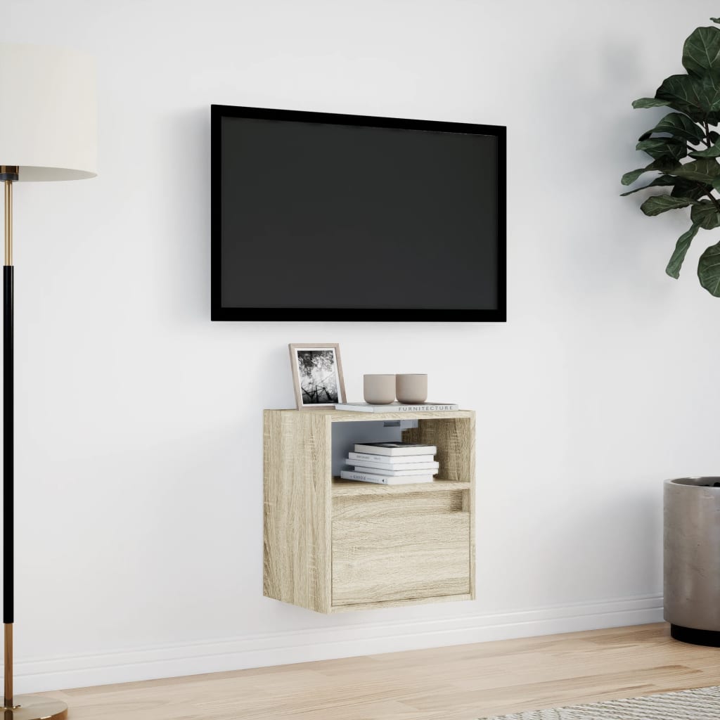 Meuble TV mural avec lumières LED chêne sonoma 41x31x45 cm - XIOS