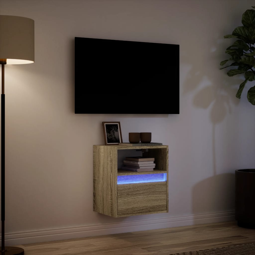 Meuble TV mural avec lumières LED chêne sonoma 41x31x45 cm - XIOS