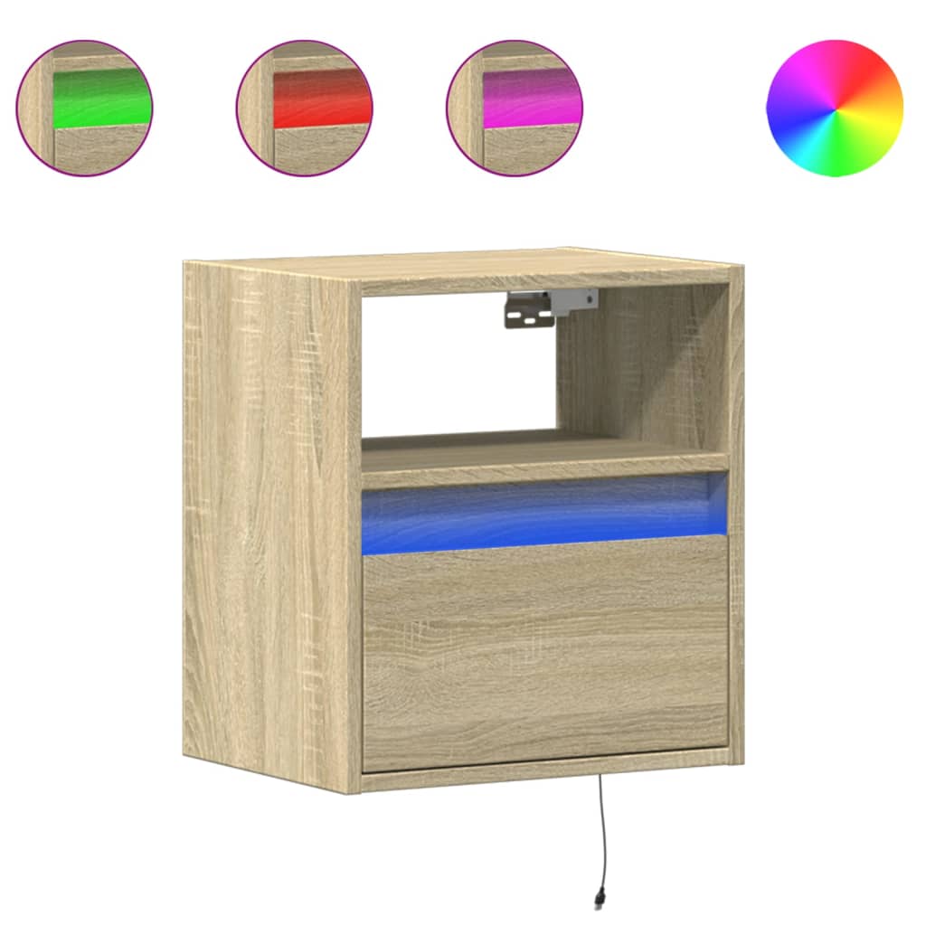 Meubles TV muraux lumières LED 2 pcs chêne sonoma 41x31x45 cm - XIOS