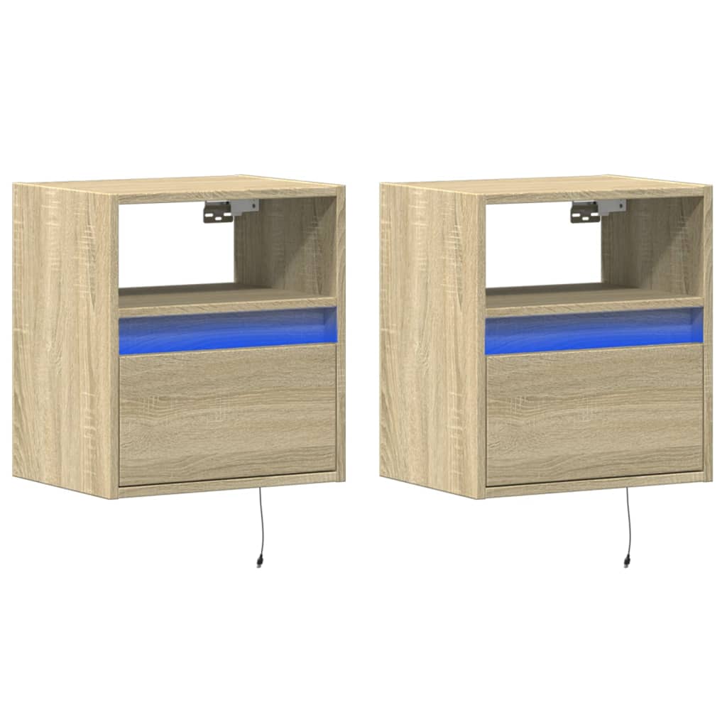 Meubles TV muraux lumières LED 2 pcs chêne sonoma 41x31x45 cm - XIOS