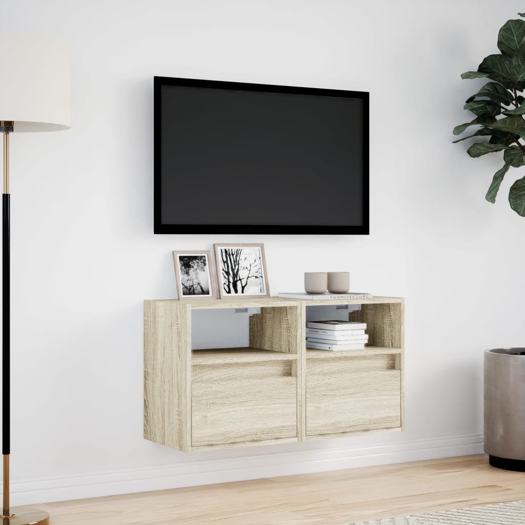 Meubles TV muraux lumières LED 2 pcs chêne sonoma 41x31x45 cm - XIOS