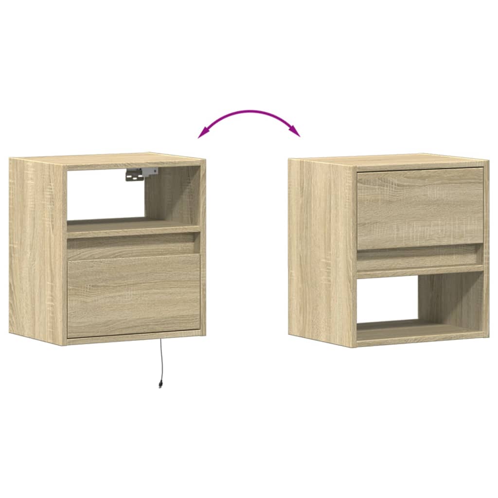 Meubles TV muraux lumières LED 2 pcs chêne sonoma 41x31x45 cm - XIOS